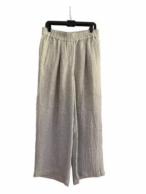 Brunello Cucinelli Light Gray Wide-Leg Linen Pants